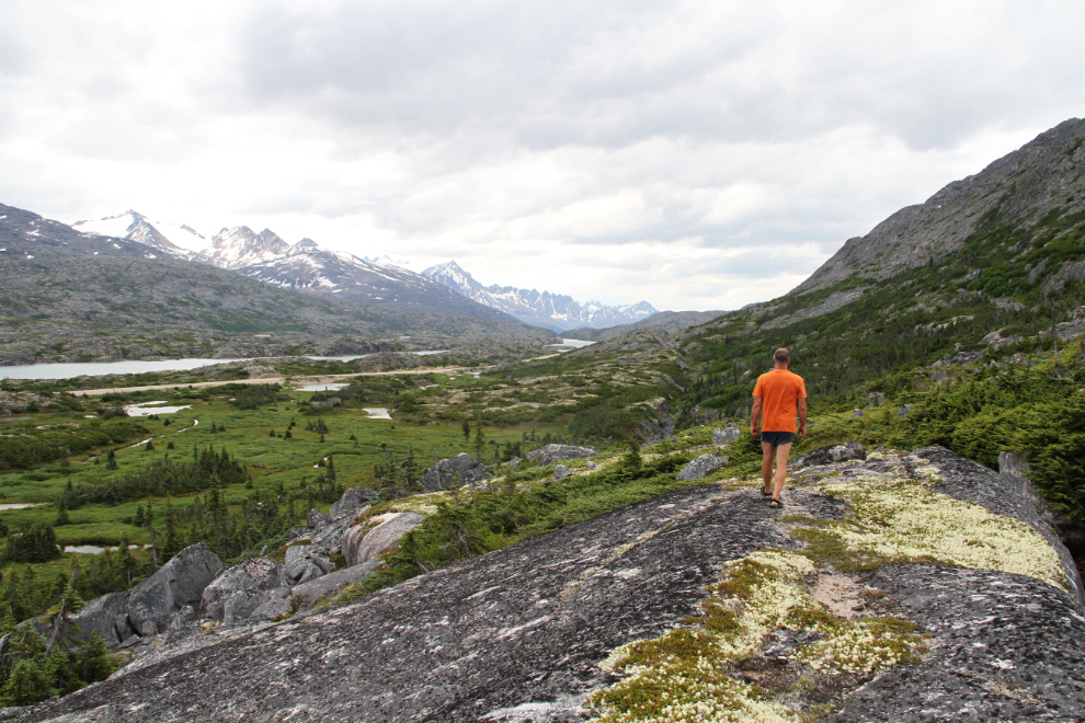 Hiking bare granite on Summit Creek Hill in the White Pass