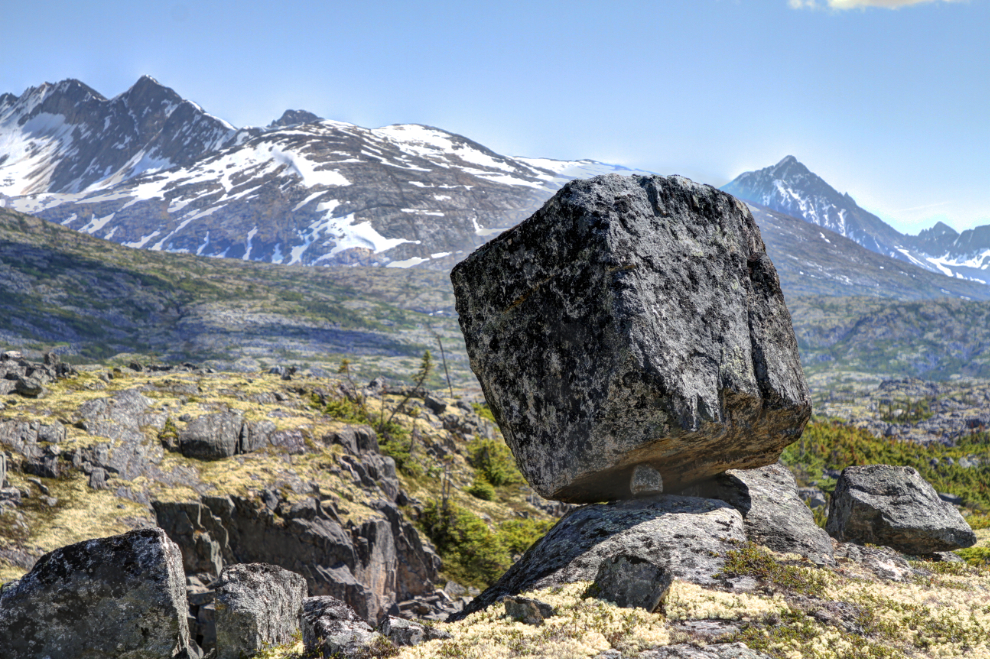 Balancing glacial erratic in the White Pass