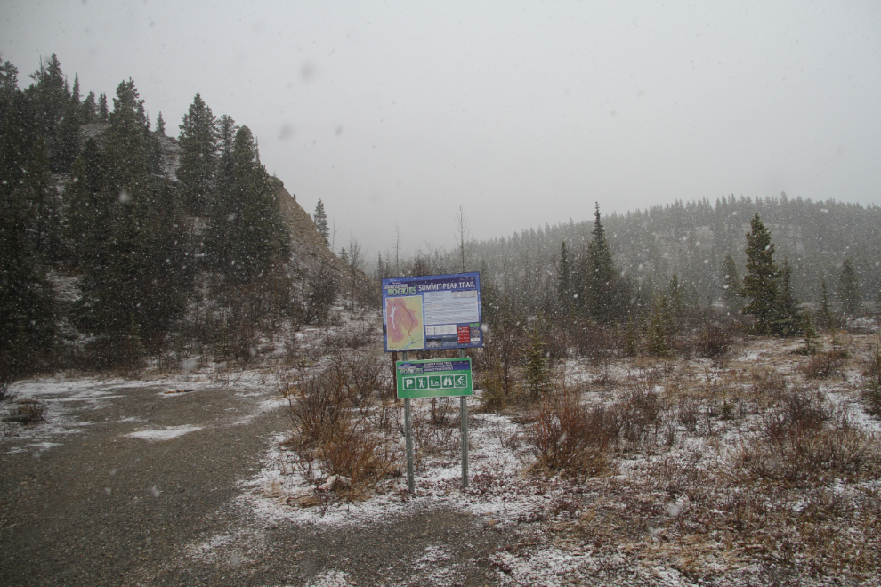 Snowing in April at Summit Lake, BC