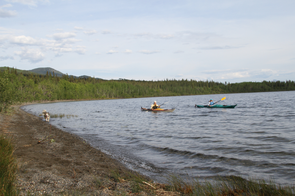 Kayakers on Teslin Lake, Yukon