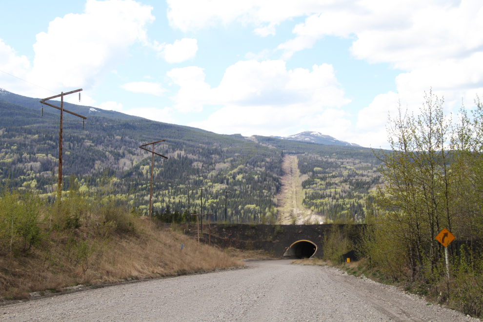 The Murray River Forest Service Road, goes through two tunnels under coal-haul roads near Tumbler Ridge, BC