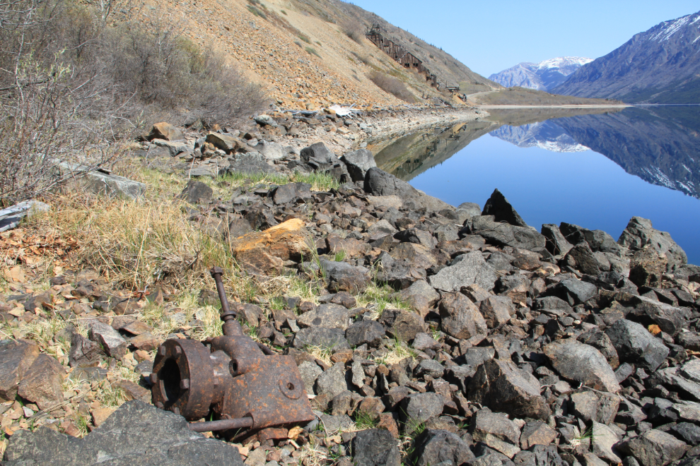 Artifacts near the historic mill for the Venus Silver Mine on Windy Arm, Yukon
