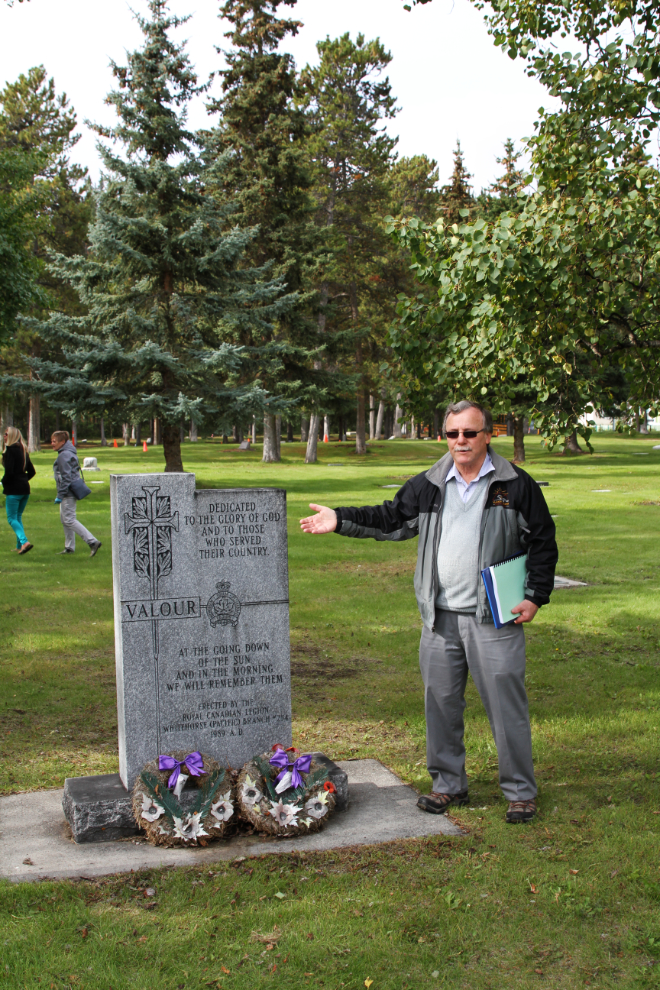 Ian Robertson leading a tour through the Pioneer Cemetery in Whitehorse, Yukon