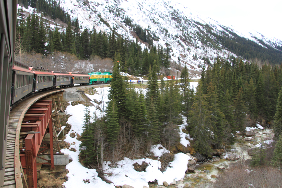 Crossing the Skagway River at Glacier on the WP&YR