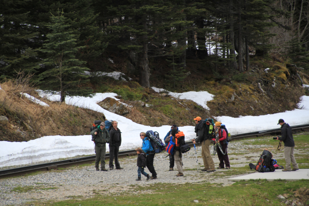 Hikers heading for the Laughton Glacier