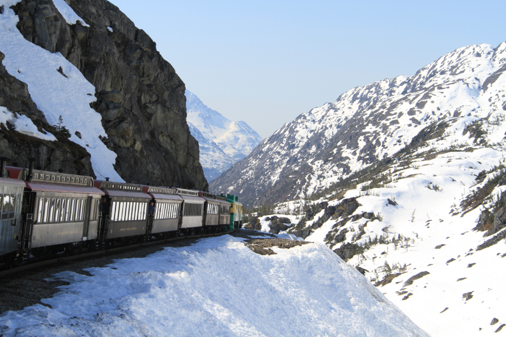 White Pass & Yukon Route train in snow near the summit