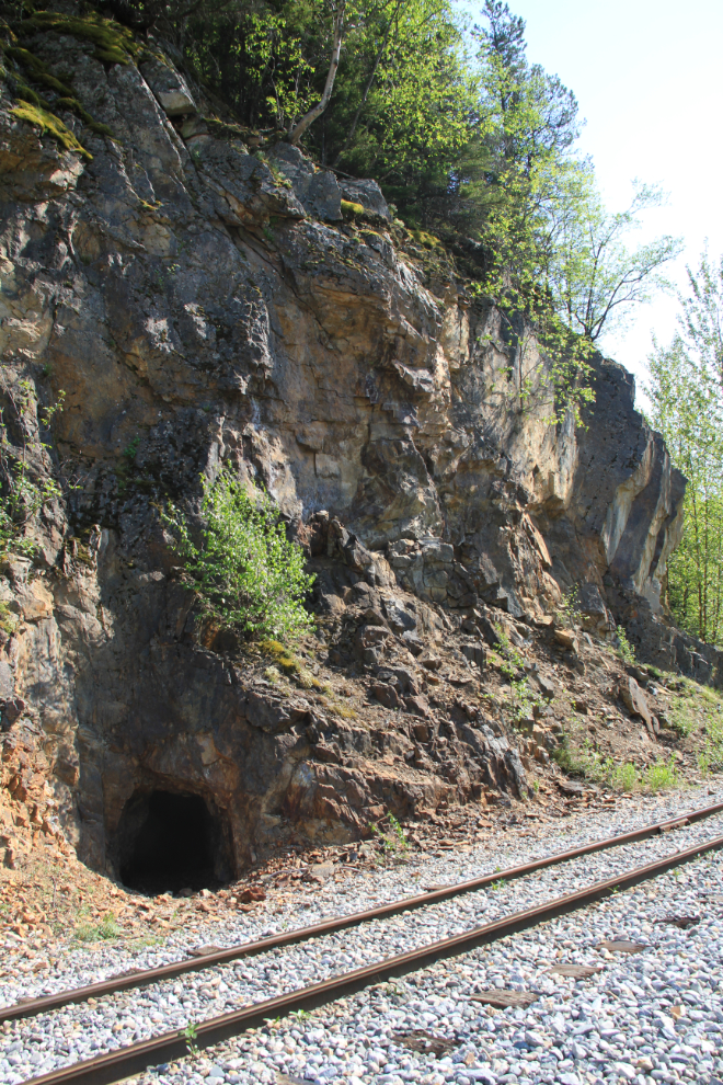 Dynamite storage tunnel beside the WP&YR tracks near Skagway, Alaska