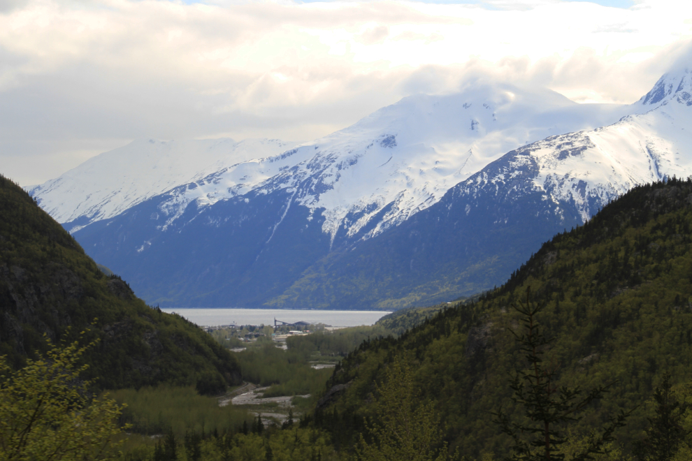 A view of Skagway Alaska from the railroad