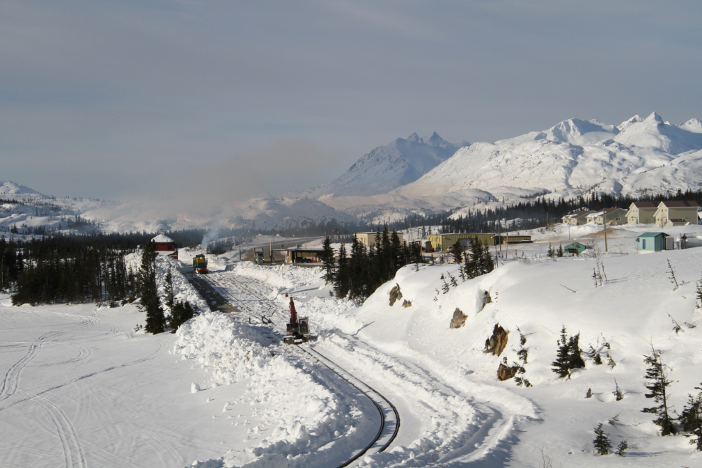 Action on the WP&YR railway (clearing snow) at Fraser, BC