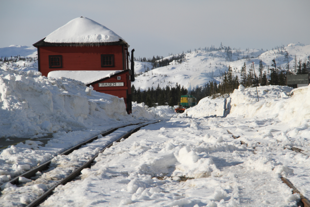 Action on the WP&YR railway (clearing snow) at Fraser, BC