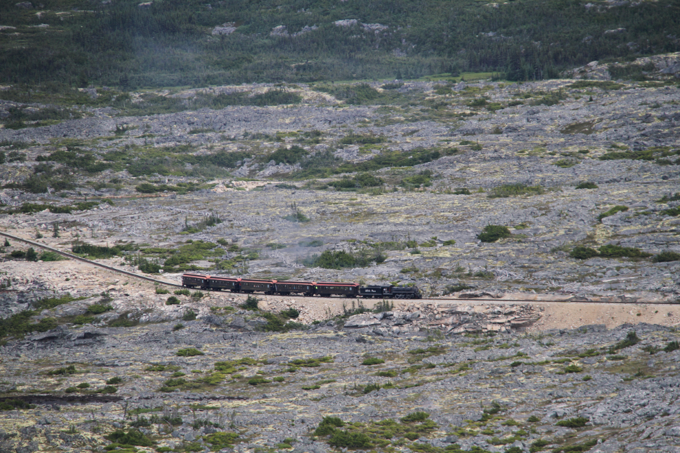 The White Pass & Yukon Route's steam train excursion from Summit Creek Hill in the White Pass