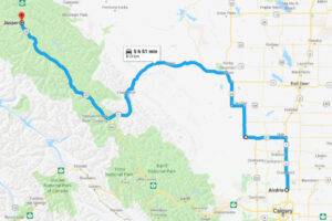 Calgary To Jasper Via Alberta Hwy 11 The David Thompson Highway The   20171213 Map 300x200 