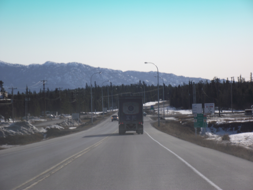 The Alaska Highway southbound at the Carcross Corner