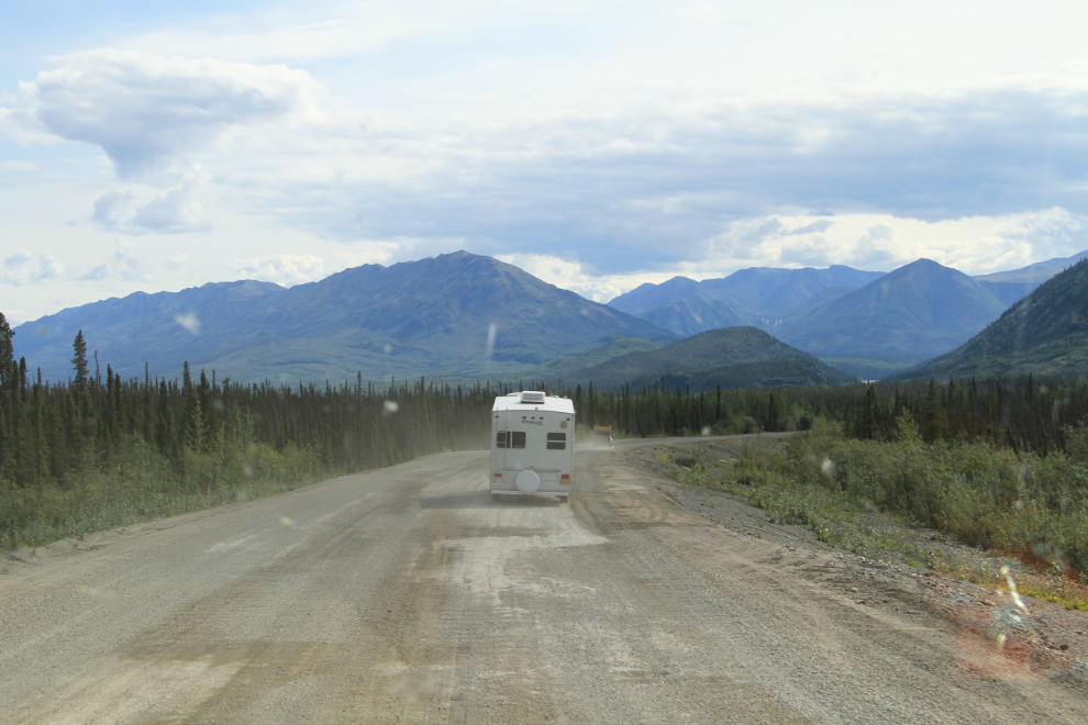 Road construction on the Alaska Highway near the White River