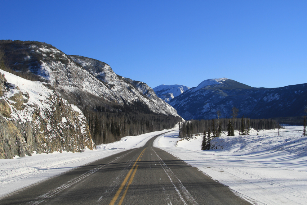 The Alaska Highway and the Liard River in the winter