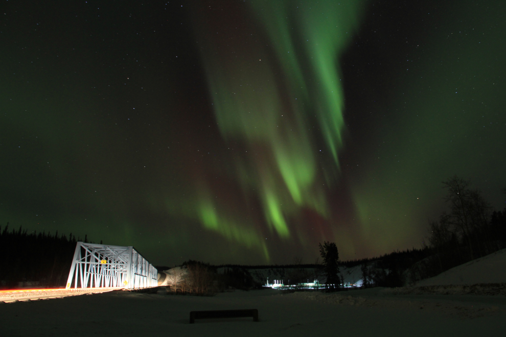 The Northern Lights at the Yukon River Bridge on the Alaska Highway