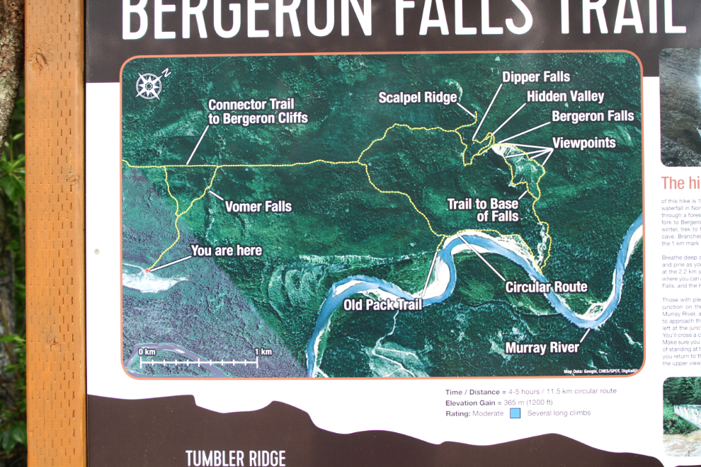 Bergeron Falls trail map - Tumbler Ridge Geopark