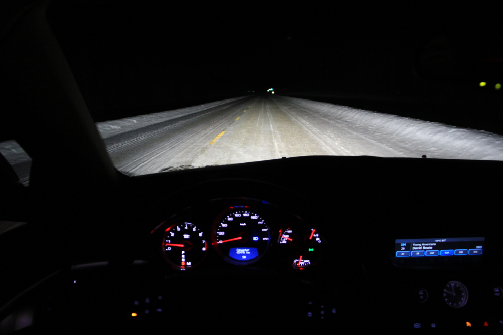 Tagish Road, Yukon at night