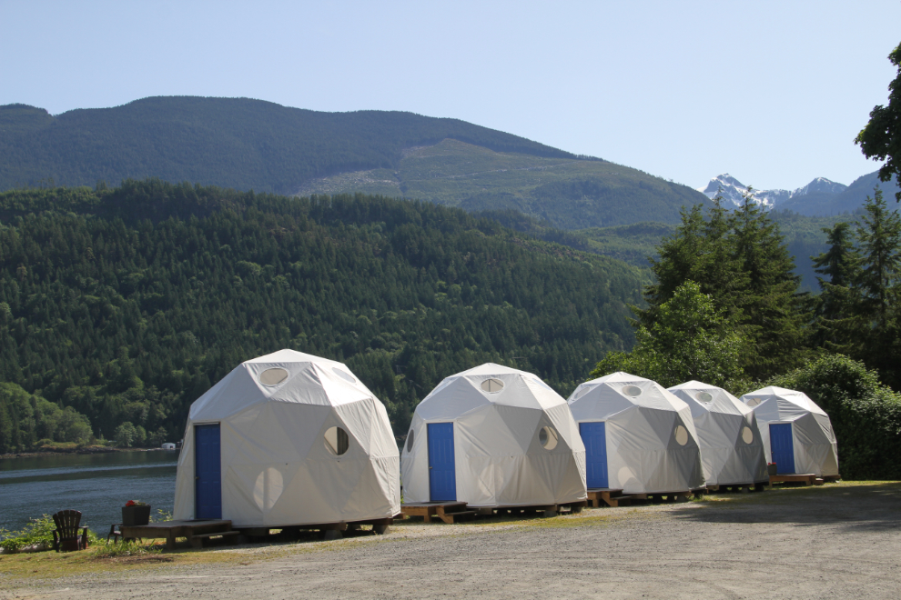 Yurts for rent at the Backeddy Marina in Egmont, BC