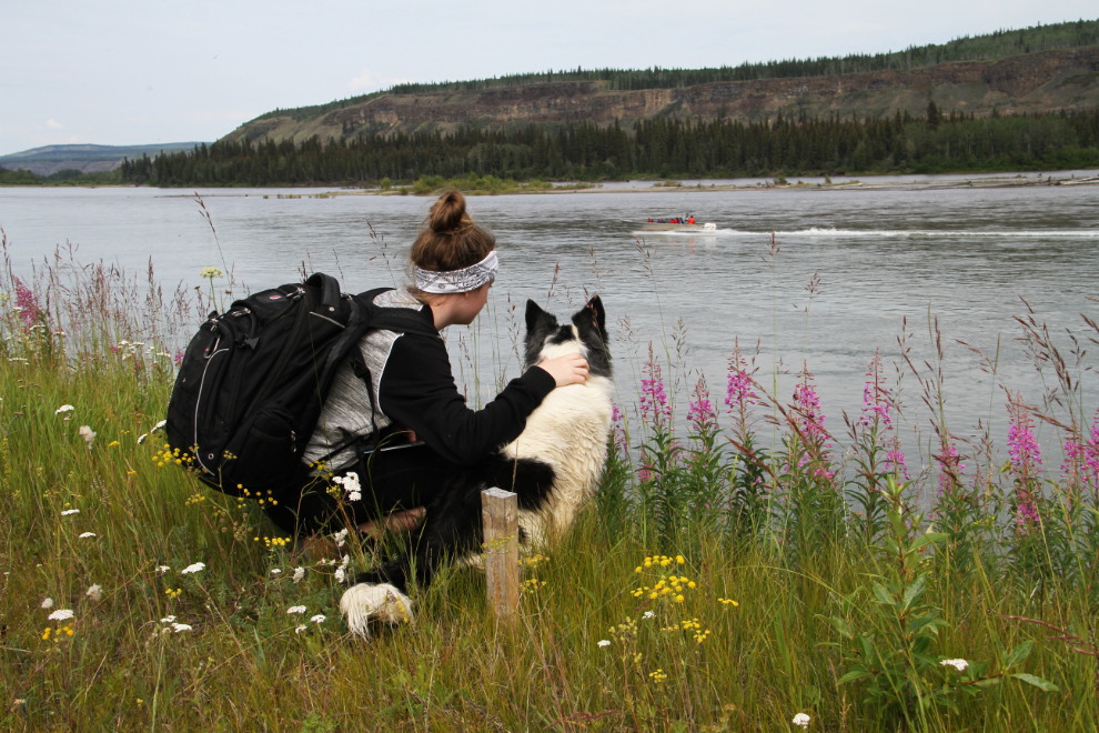 Girl and her dog at Fort Selkirk, Yukon