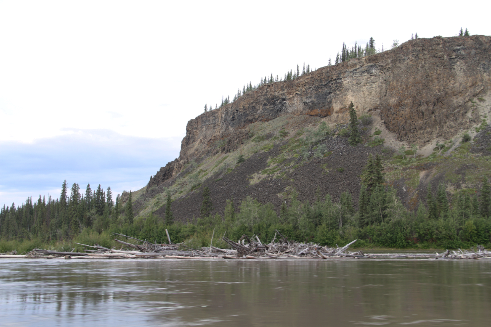 Basalt cliffs at the junction of the Pelly and Yukon Rivers