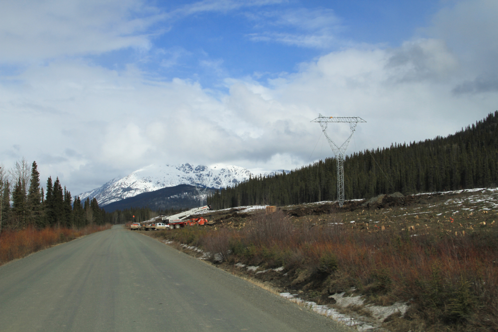 Powerline construction along BC Highway 37, the Stewart-Cassiar