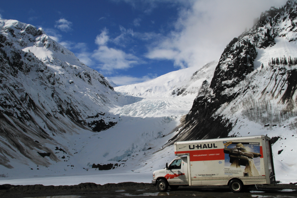 U-Haul truck at Bear Glacier on BC Highway 37A