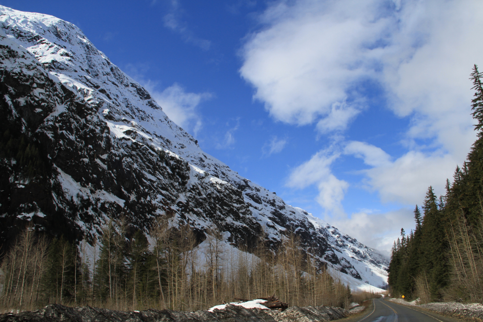 'Avalanche Area Year Round' on BC Highway 37A from Stewart