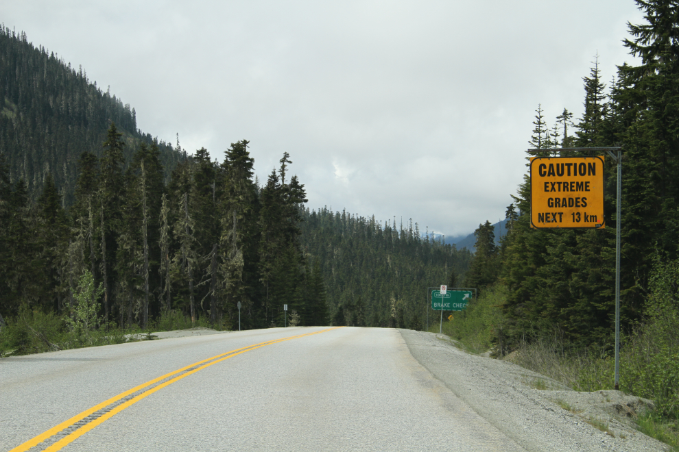 'Caution, extreme grades next 13 km' on the Duffey Lake Road