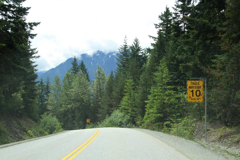 Truck advisory on the Duffey Lake Road, BC Highway 99