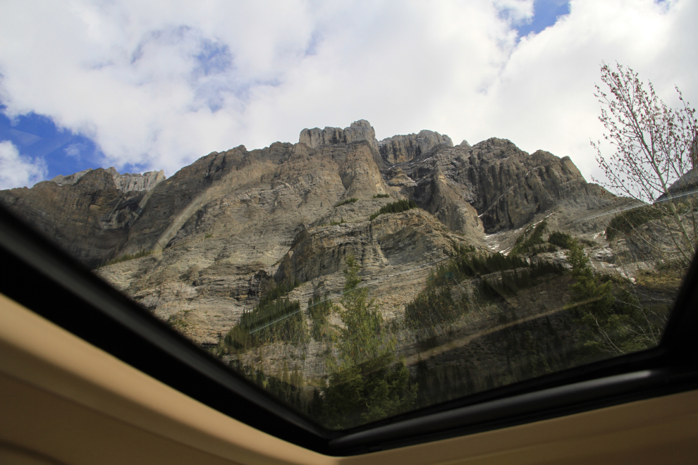 The Icefields Parkway through a sunroof