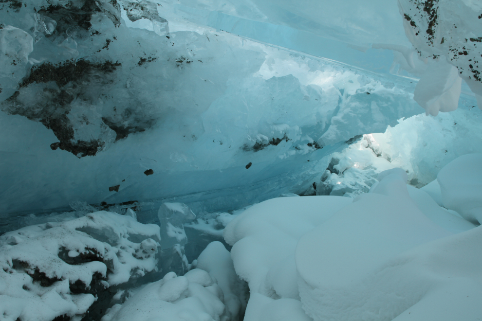 Ice cave in a pressure ridge on Kluane Lake, Yukon