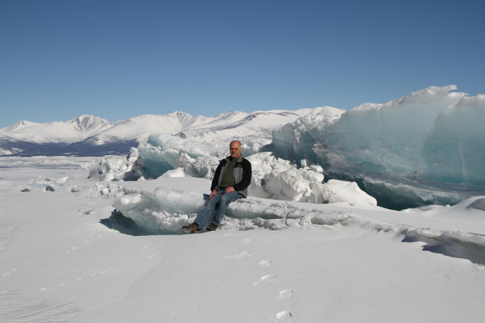 Murray Lundberg at a pressure ridge on Kluane Lake, Yukon