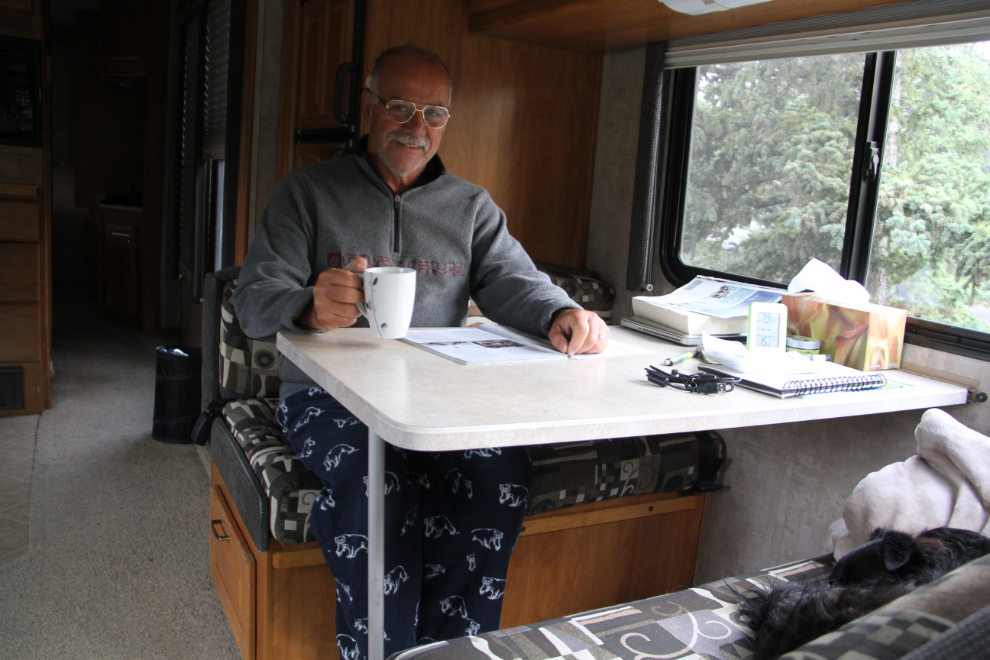 Murray Lundberg in his RV in the morning