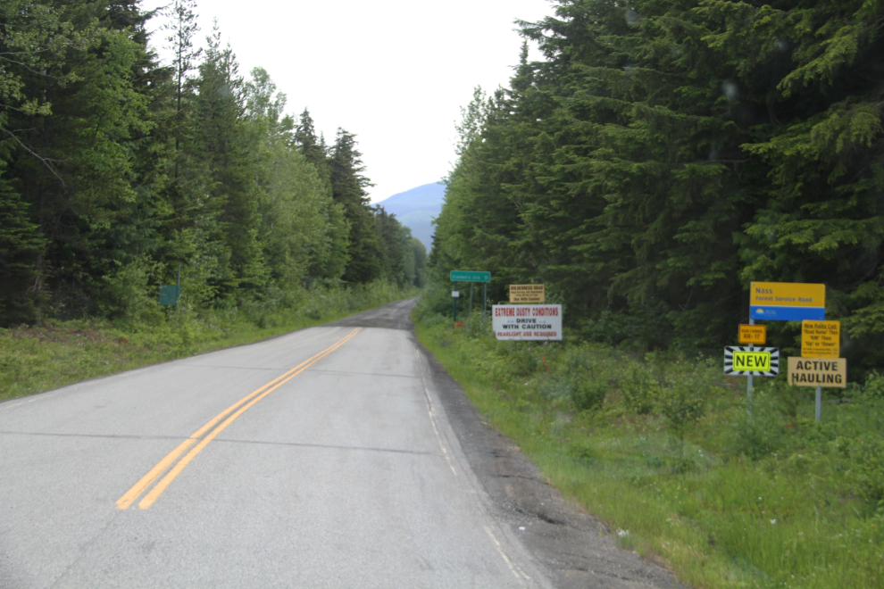 The western start of the Nass Forest Service Road, BC