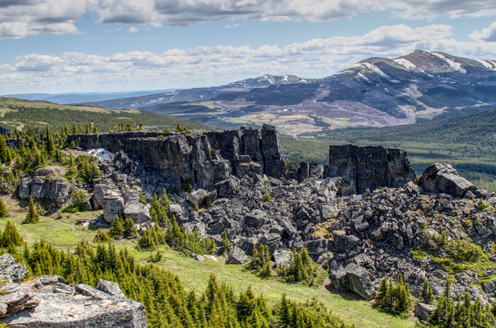 A rock formation called The Bismarck at the Shipyard - Titanic area, Tumbler Ridge Geopark