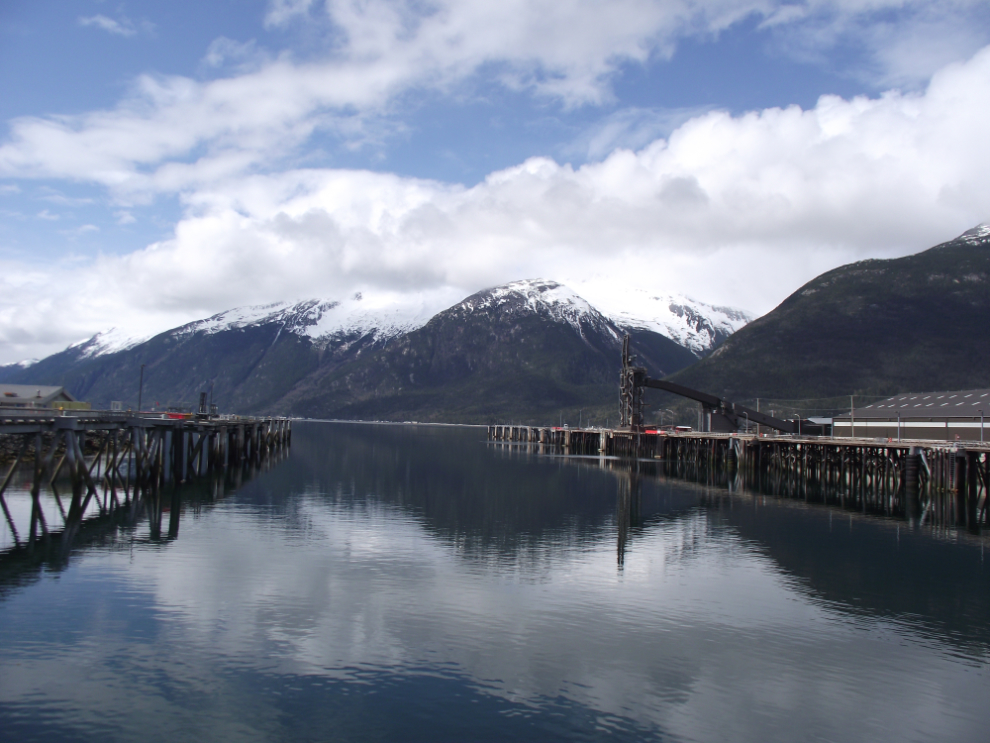 A calm scene at the Ore Dock in Skagway