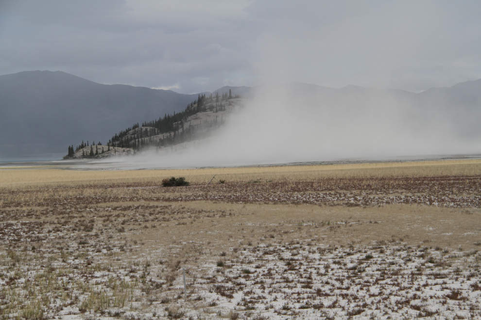Dust blowing around on the Slims River flats