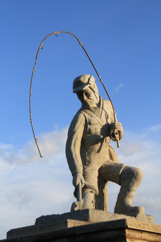 Fisherman sculpture in Smithers, BC
