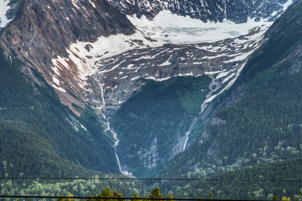The twin falls and glacier on Hudson's Bay Mountain at Smithers, BC