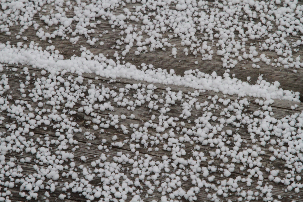 Snow pellets in Whitehorse, Yukon
