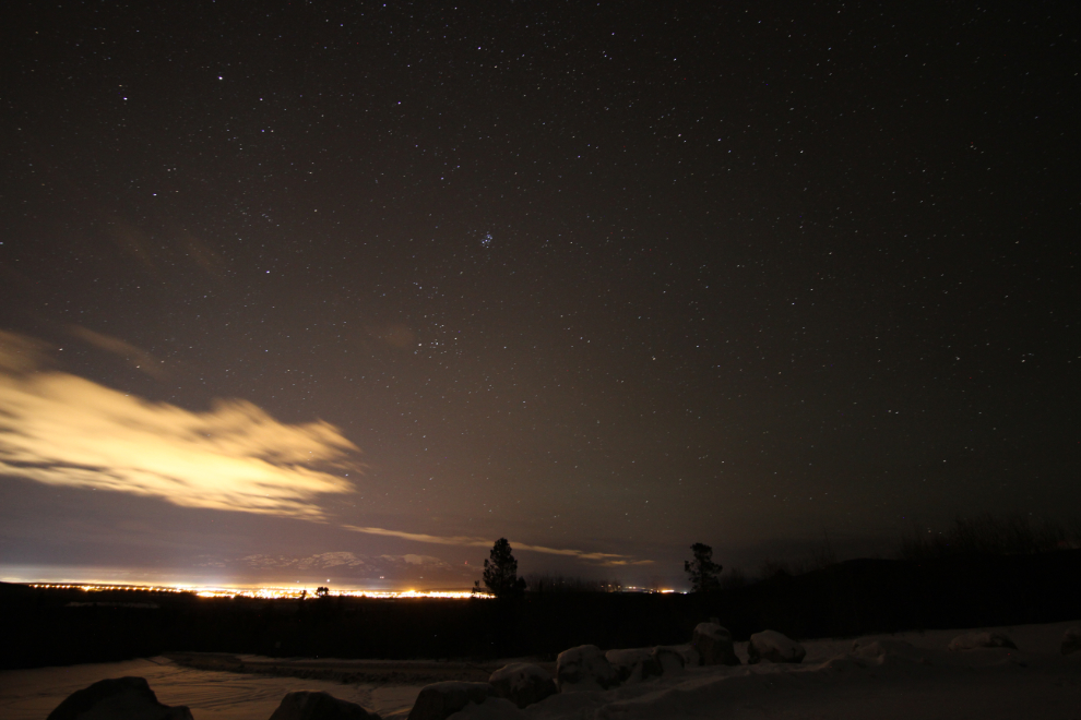 Night sky light pollution - Fish Lake Road, Yukon