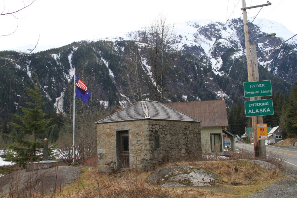 The international border at Hyder, Alaska