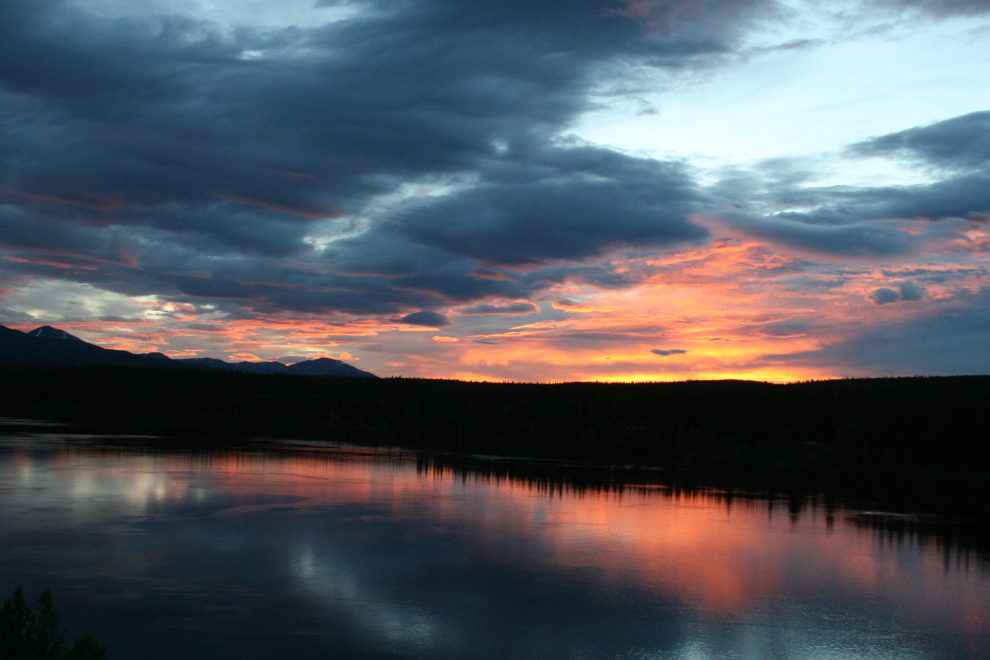 A brilliant sunset over the Teslin River at 11:40 pm