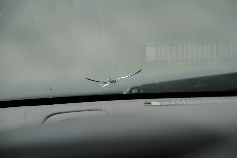 Broken windshield on our Tracker