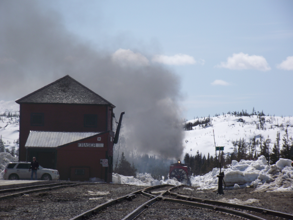 White Pass & Yukon Route railway's rotary snow plow in action
