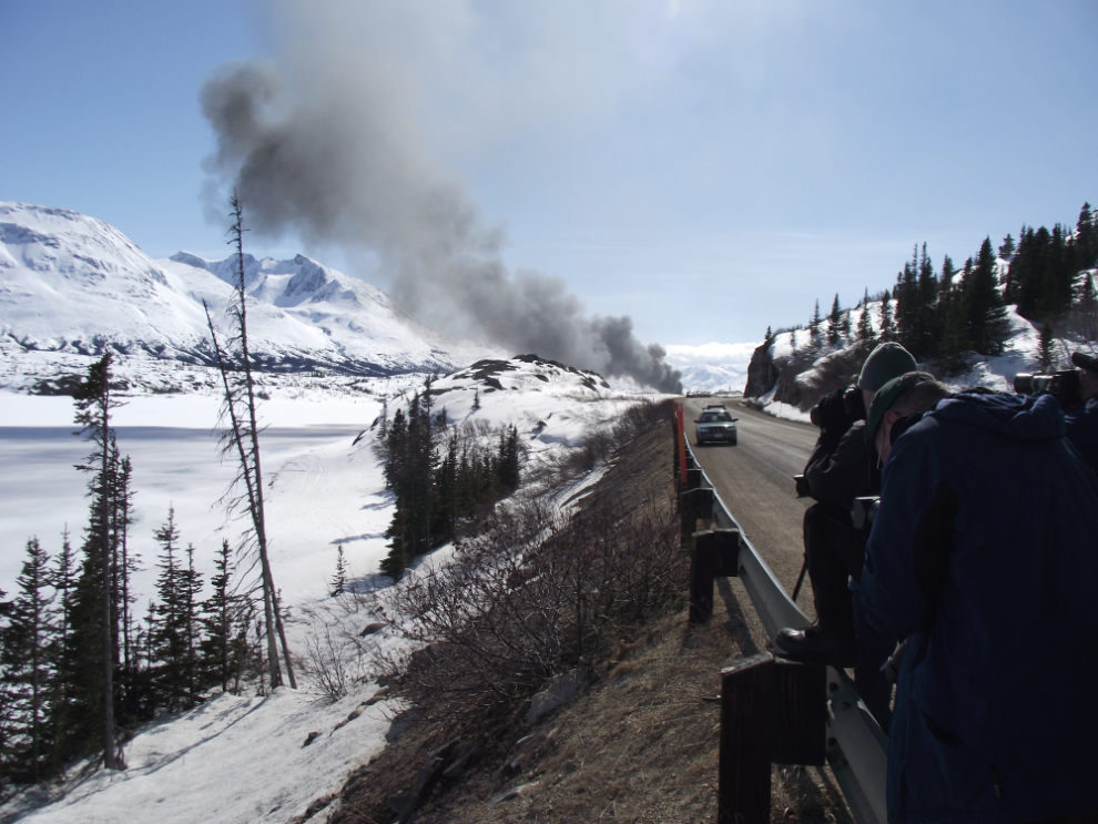 White Pass & Yukon Route railway's rotary snow plow in action