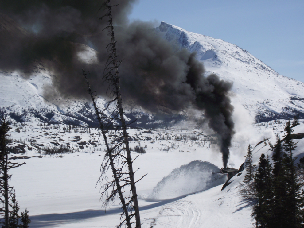 White Pass & Yukon Route railway's rotary snow plow in action