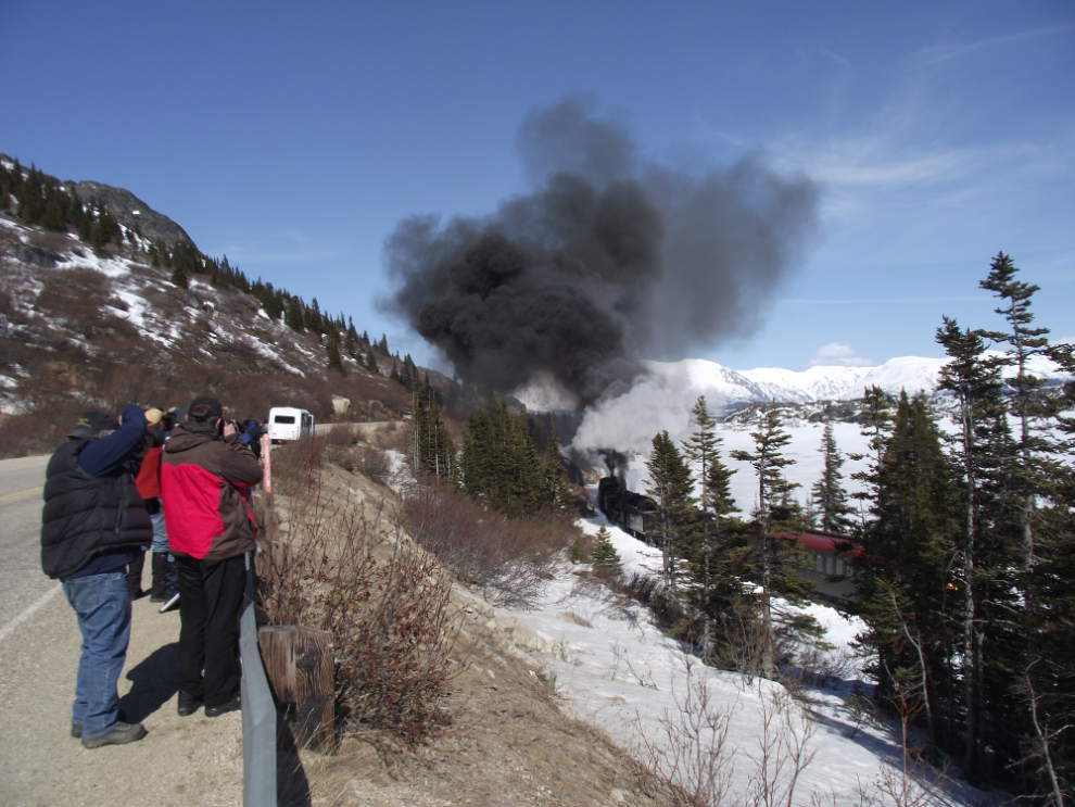 White Pass & Yukon Route railway's rotary snow plow in action