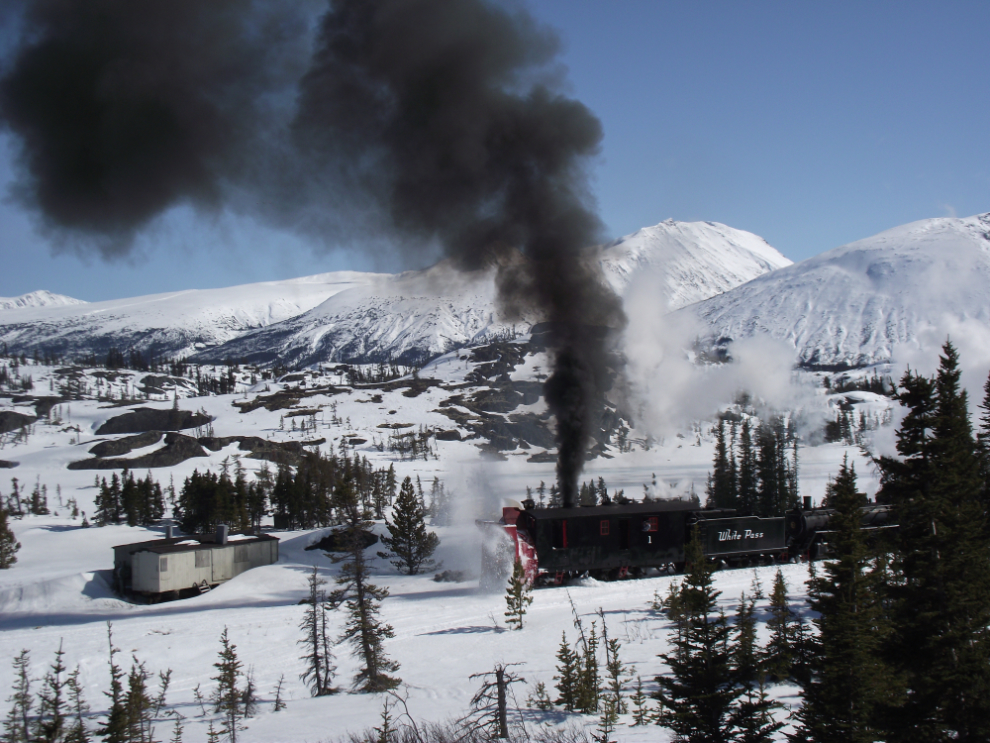 White Pass & Yukon Route railway's rotary snow plow in action